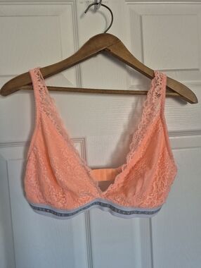 Rose And Vine Lace Bralette - Electric Peach